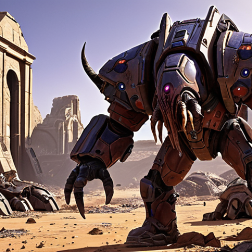 **

*   **Prompt:** Jim Raynor, weary but resolute, standing amidst the ruins of a Terran base. Zerg Swarm visible in the background. The scene should evoke a sense of struggle and hope in a desolated landscape.

**